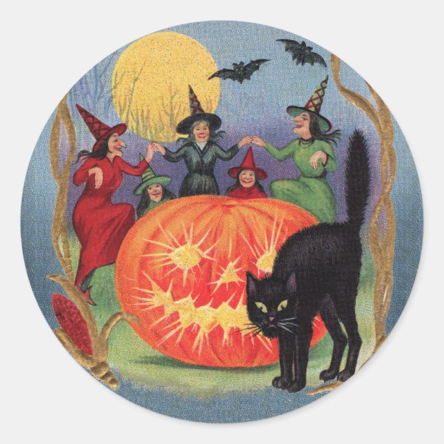 Adesivo Vintage Halloween Dancing Witker Sticker (Frente)