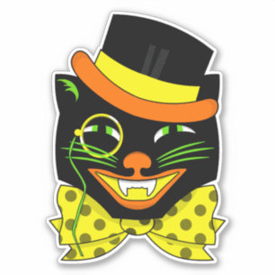 Adesivo Vintage Halloween Desorte Gato Preto Tofat