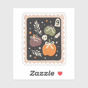Adesivo Vintage Halloween Fall Pumpkins & Skulls Stamp