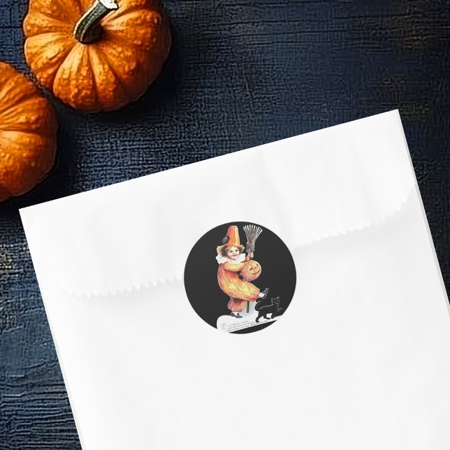Adesivo Vintage Halloween Fumota Fumante (Vintage Halloween Sparkling Costume Party Classic Round Sticker)