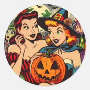 Adesivo Vintage Halloween Girls Histórias em quadrinhos