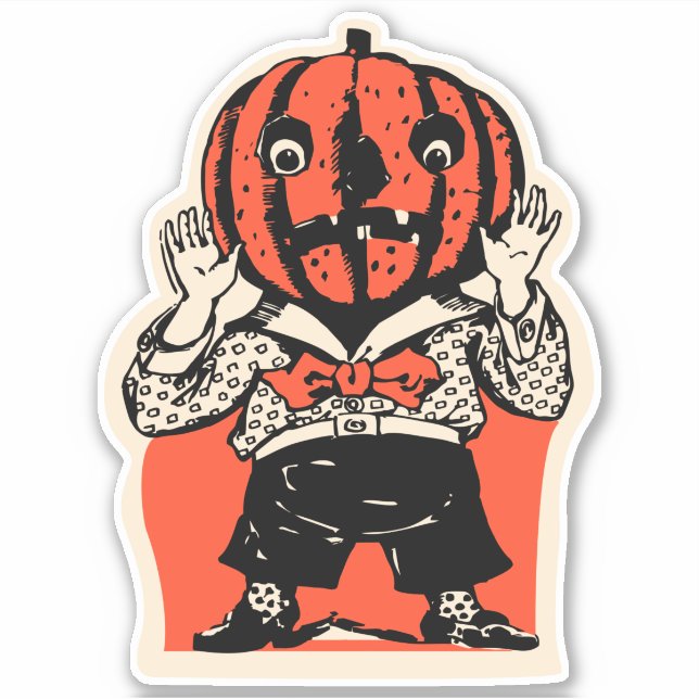 Adesivo Vintage Halloween Pumpkin Man (Frente)