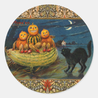 Adesivo Vintage Halloween Pumpkins Black Cat
