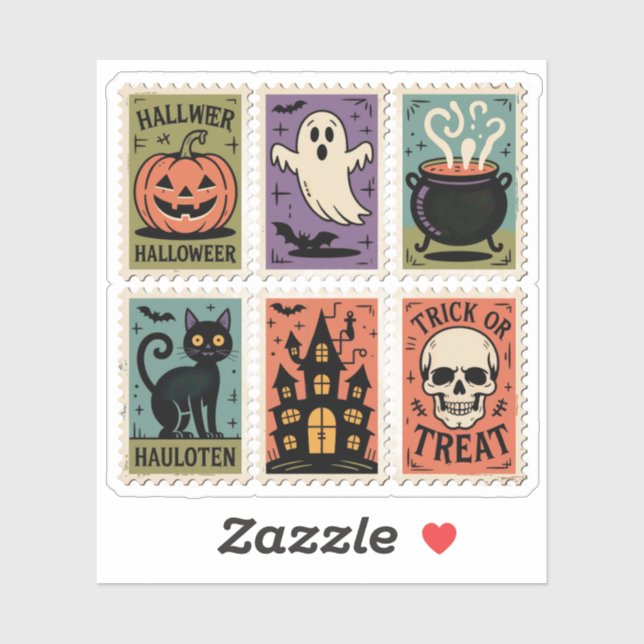Adesivo Vintage Halloween Spooky Stamps Sticker Sheet (Folha)
