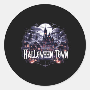 Adesivo Vintage Halloween Town Skeleton Ghost Pumpkin Hall
