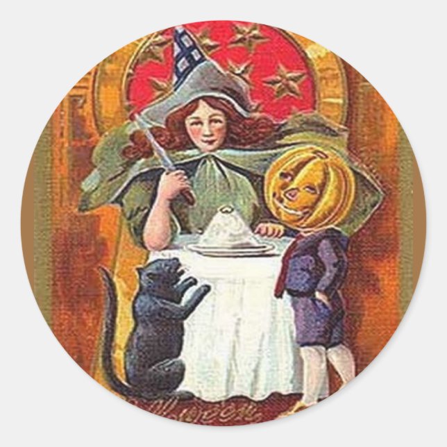 Adesivo Vintage Halloween Witness e Pumpkin Head Boy (Frente)