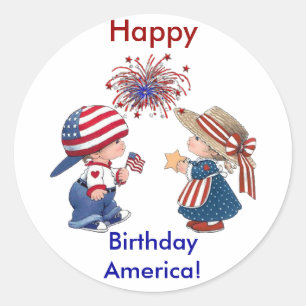 Adesivo Vintage Happy Birthday America