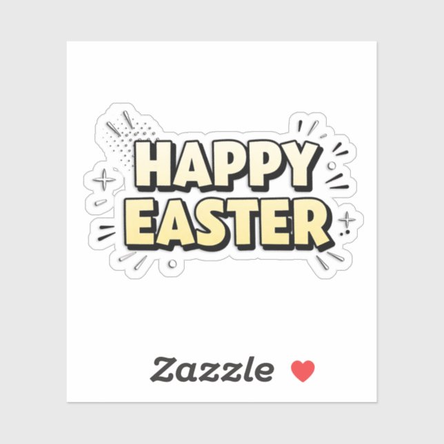 Adesivo Vintage Happy Easter Typographic Sticker (Folha)