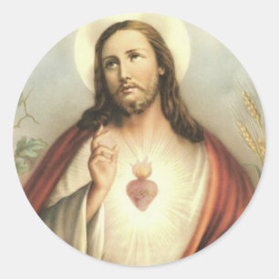 Adesivo Vintage Heart of Jesus Thorns Blush Flames