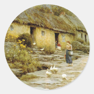 Adesivo Vintage Helen Allingham Irish Cottage