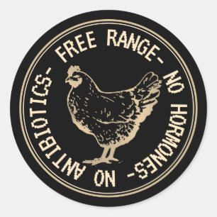 Adesivo Vintage Hen Free Range No Hormones Emblem