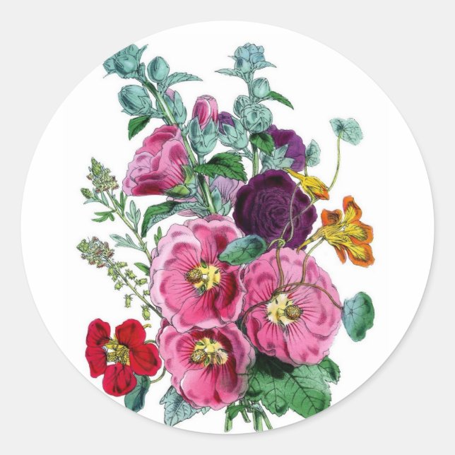 Adesivo Vintage Hollyhock Blooms (Frente)