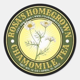 Adesivo Vintage Homegrown Chamomile Tea Label Modelo