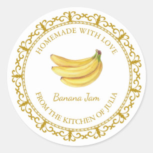 Adesivo Vintage Homemade Banana Jam Label l White