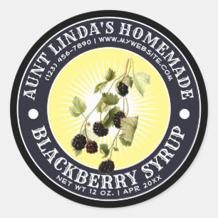 Adesivo Vintage Homemade Blackberry Syrup Label Modelo