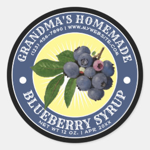 Adesivo Vintage Homemade Blueberry Syrup Label Modelo