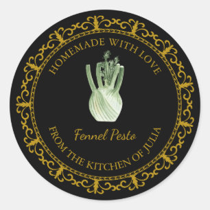 Adesivo Vintage Homemade Fennel Pesto Label l Black