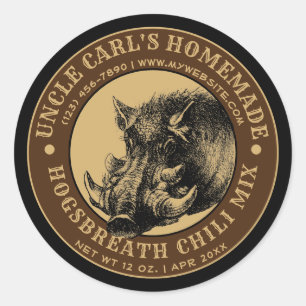 Adesivo Vintage Homemade Hog Chili Label Modelo