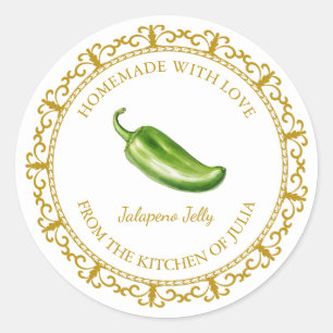 Adesivo Vintage Homemade Jalapeno Jelly Label l White