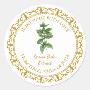 Adesivo Vintage Homemade Lemon Balm Extract Label White