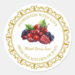 Adesivo Vintage Homemade Mixada Berry Jam Label l White