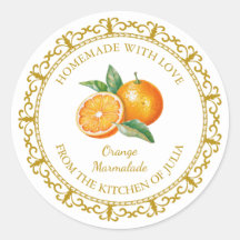 Vintage Homemade Orange Marmalade Label White