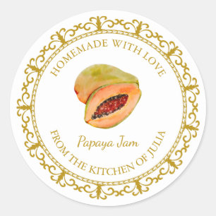 Adesivo Vintage Homemade Papaya Jam Label l White