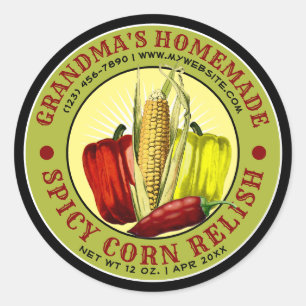 Adesivo Vintage Homemade Spicy Corn Relish Modelo