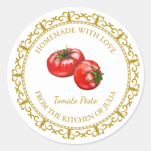 Adesivo Vintage Homemade Tomato Pesto Rótulo l Branco