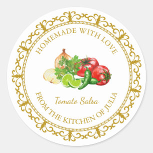 Adesivo Vintage Homemade Tomato Salsa Label l White