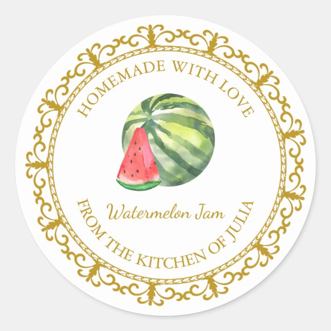 Adesivo Vintage Homemade Watermelon Jam Label White (Frente)