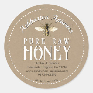 Adesivo Vintage Honeybee Classy Kraft Pura Mel Bruto