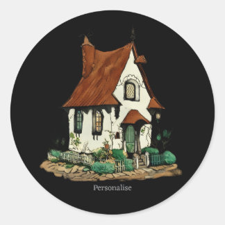 Adesivo Vintage House Cottage Fairy Witchy Black Whimsic