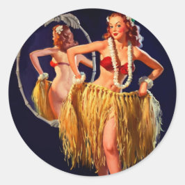 Adesivo Vintage Hula Hawaiian Pin UP Girl