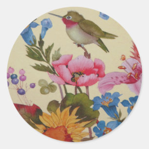 Adesivo Vintage Hummingbird Amigos Flores Selvagens