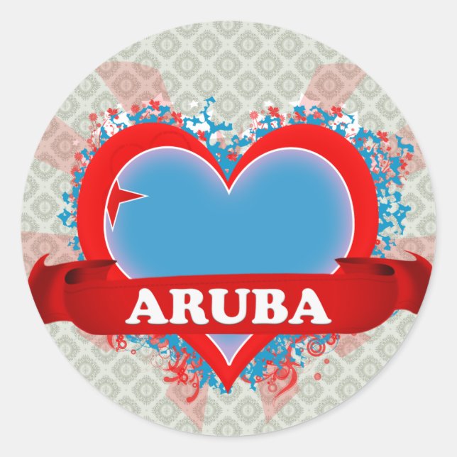 Adesivo Vintage I Love Aruba (Frente)