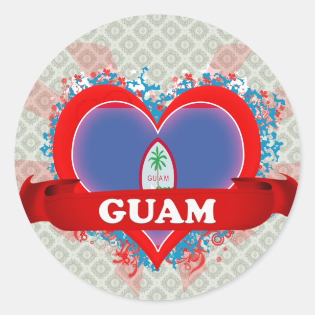 Adesivo Vintage I Love Guam (Frente)