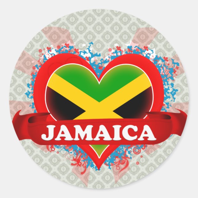 Adesivo Vintage I Love Jamaica (Frente)