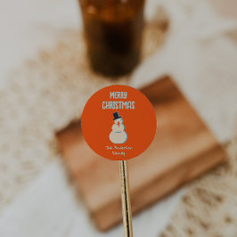 Adesivo Vintage Ilustrou Red Snowman Feliz Natal