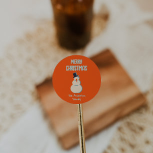 Adesivo Vintage Ilustrou Red Snowman Feliz Natal