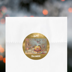 Adesivo Vintage Jack o'Lanterna com Bruxas