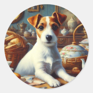 Adesivo Vintage Jack Russell Terrier Painting