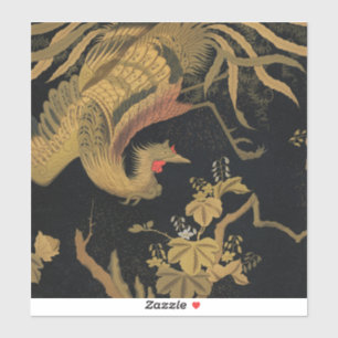 Adesivo Vintage Japonês Phoenix Gold Black Bird