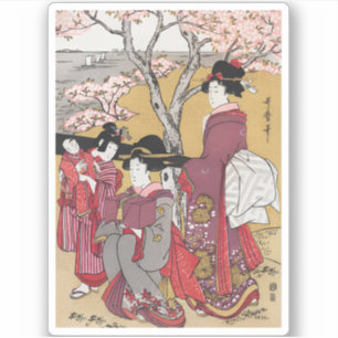 Adesivo Vintage japonesa e cereja floresce