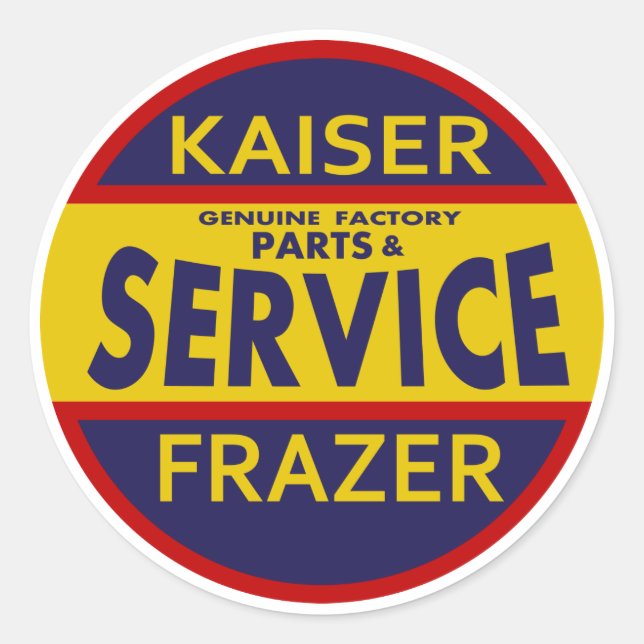 Adesivo Vintage Kaiser Frazer - sinal de serviço vermelho/ (Frente)