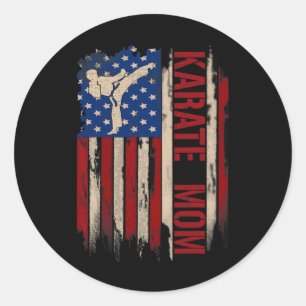 Adesivo Vintage Karate Mãe Americana Bandeira Do Kick Gift