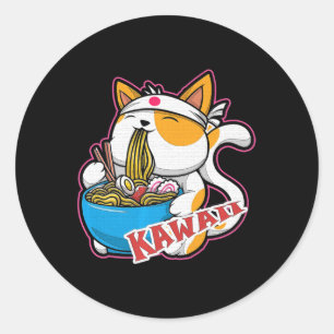 Adesivo vintage kawaii comendo ramen anime retro Japane