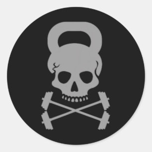Adesivo Vintage Kettlebell Malhação Design de Crânio