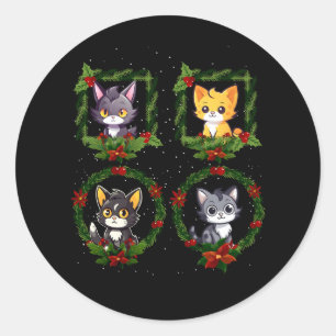 Adesivo Vintage Kitten Felry Christmas Cats Decoration Xma