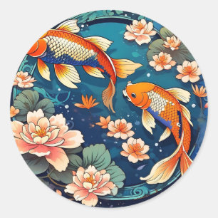 Adesivo Vintage Koi Fish no Indigo